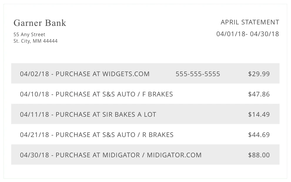 Example of a billing descriptor